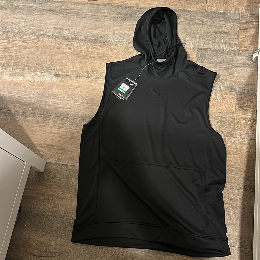 puma train tech knit sleeveless hoodie